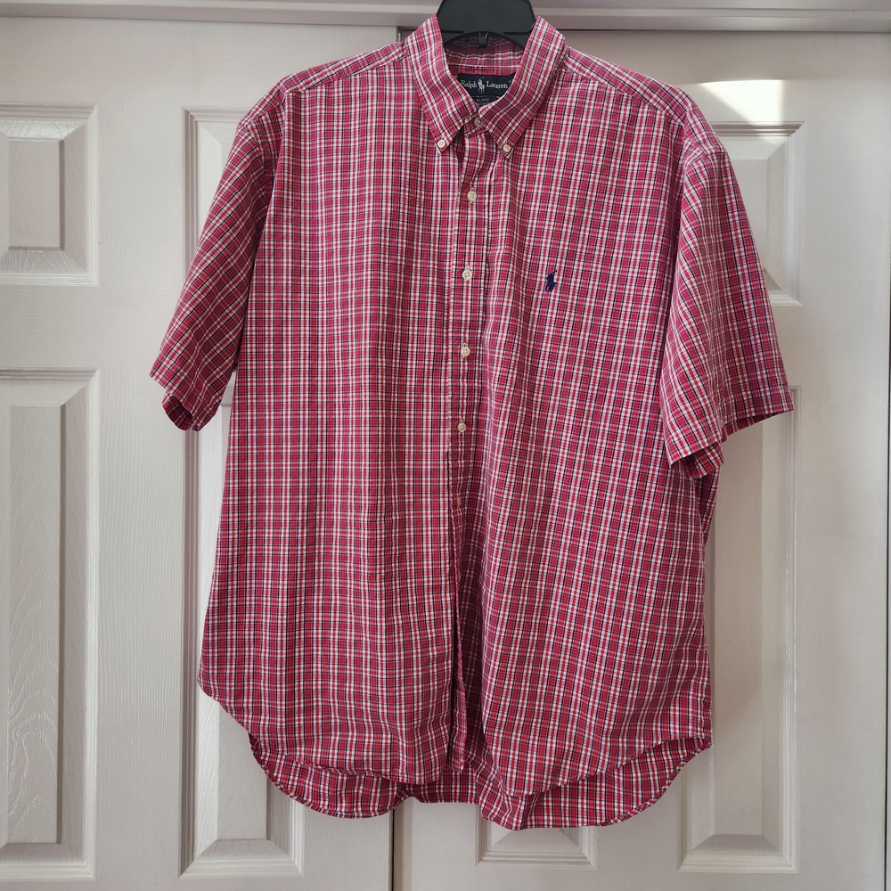 Ralph Lauren Blake Red White Pink Plaid Shirt XXL